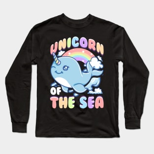 Cute Unicorn Of The Sea Narwhal Rainbow Long Sleeve T-Shirt